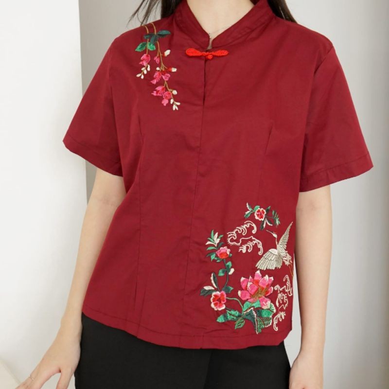 Dress Chongsam Drwes Imlek Perempuan Chinese Jumbo Maxydres Gaung Imblek Cina Seragam Keluarga Pesta