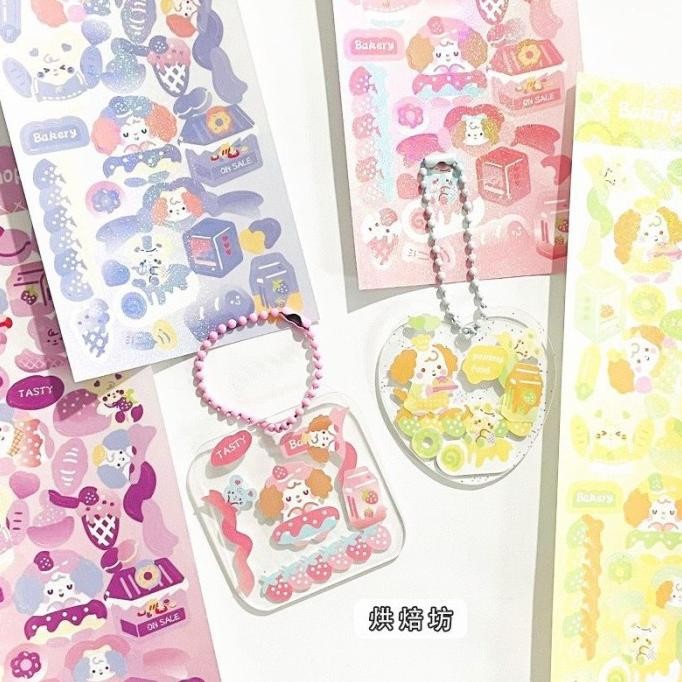 

pui 100 Lembar Sticker Glossy Hologram Stiker Glitter Anak Lucu Name Card