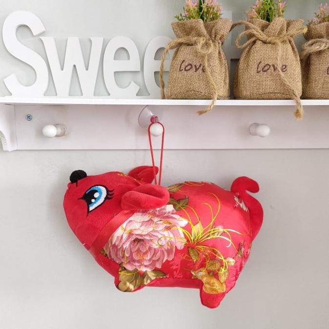 pui GK005 BESAR - Gantungan Boneka Tikus TENGKURAP Dekorasi Imlek - 25cm