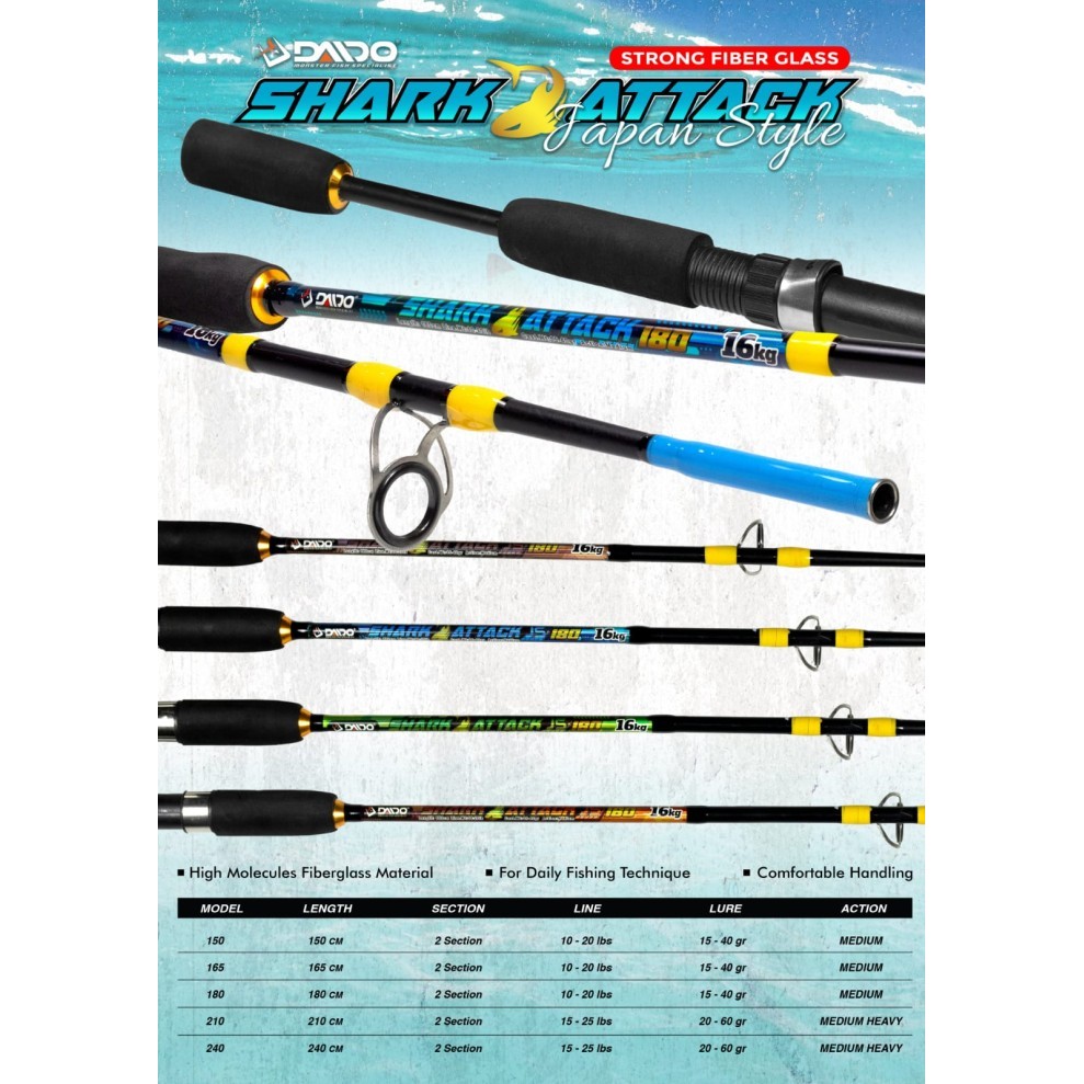Joran Pancing Daido Shark Attack 150Cm - 210Cm 16Kg (10-20Lb)
