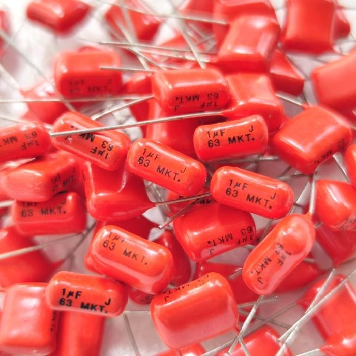 Capacitor mkt 1uf 63v orange / kapasitor mkt 105 63volt / 105j 63v Import Premium