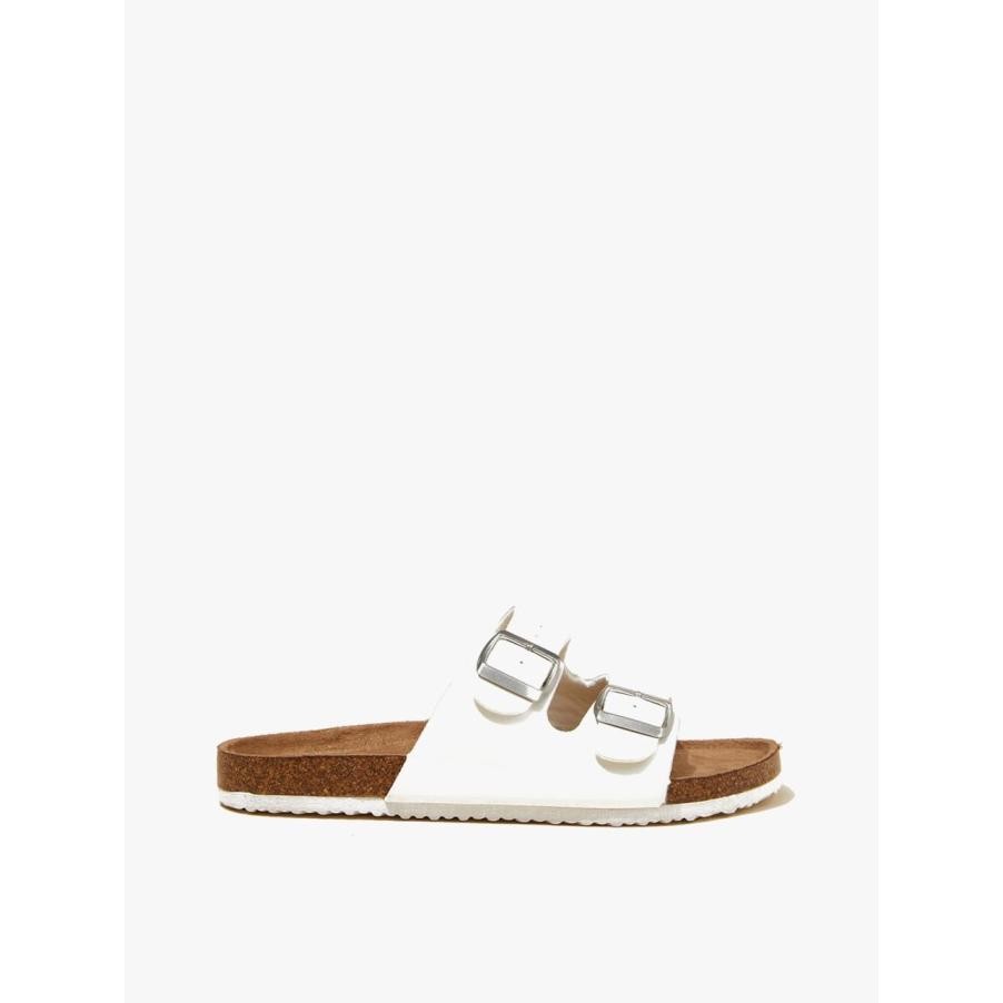 Jual Rubi - Sandal Wanita - Rex Double Buckle Slide - White Texture