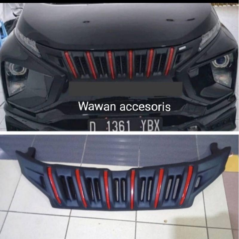 Grill Xpander Hitam Doff Lis Merah