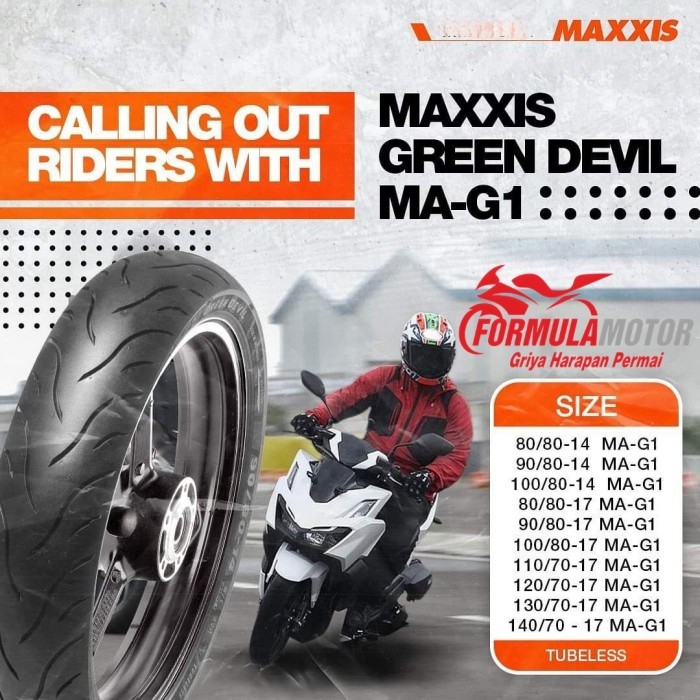 Terbaru Sepasang Maxxis 100/80-14 & 90/80-14 Ma-G1 Green Devil