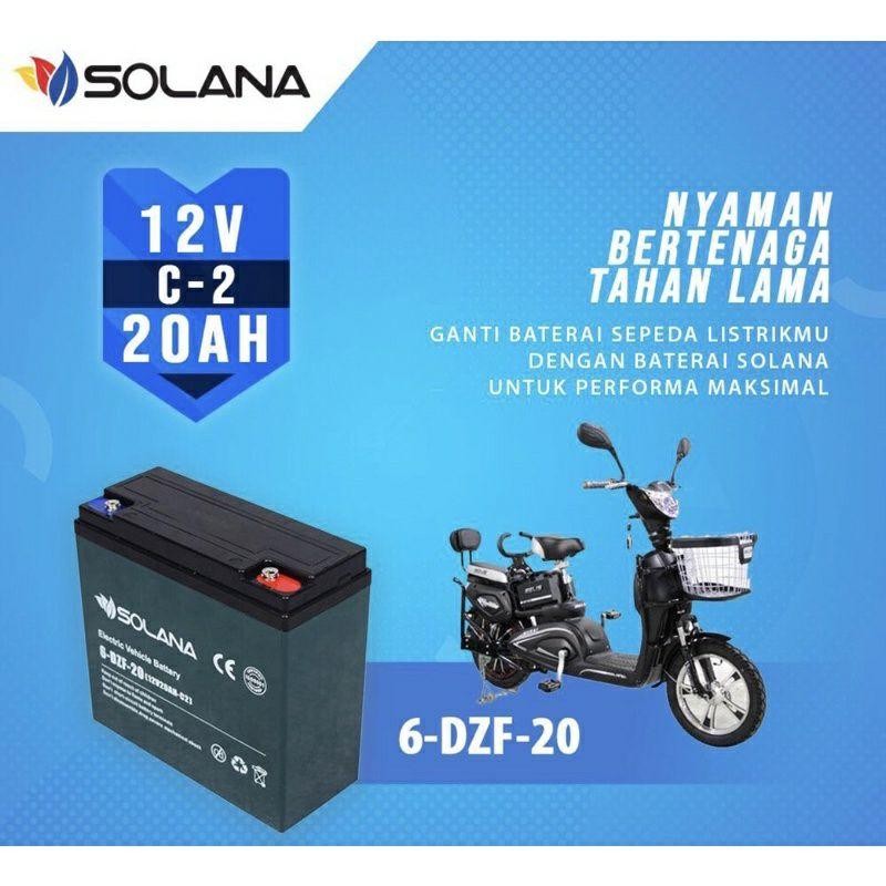 Solana Battery 12V 20Ah / 6-Dzm-20 12V Aki Sepeda Listrik Original