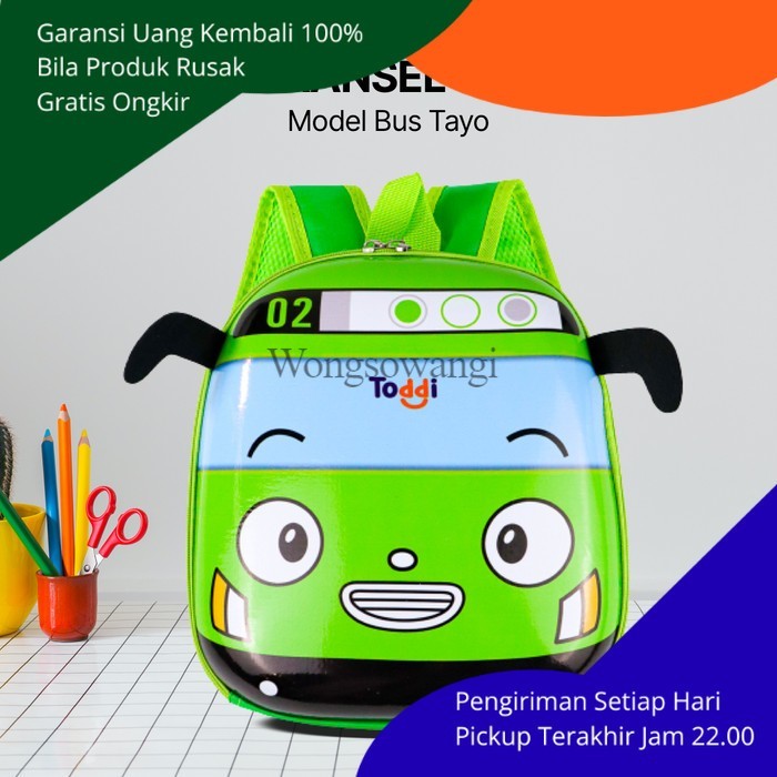 TERBARU Tas Ransel Anak Laki Laki Sekolah TK PAUD Karakter Animasi Bus TAYO