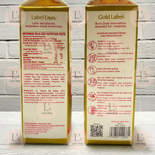 

PROMO SPECIAL Rich's Gold Label Whipping Cream 907Gr Kode 552