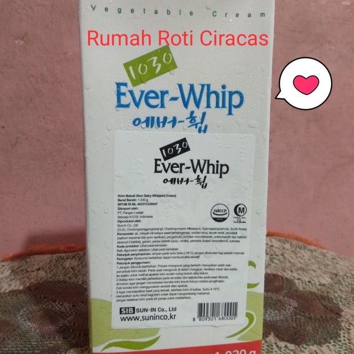 

TERLENGKAP EVER WHIP NON DIARY WHIPPING CREAM PLAIN BKN MILAC RICHS GOLD Kode 237