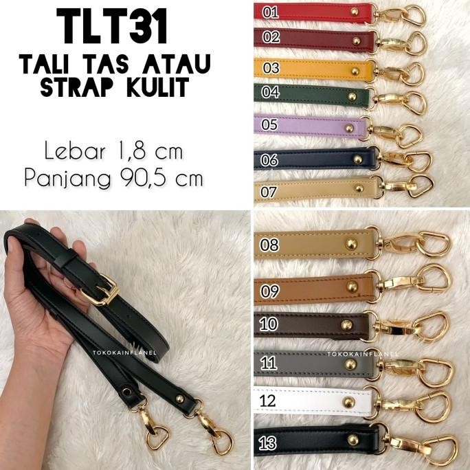 

TLT31 TALI TAS/STRAP KULIT TEBAL UJUNG PENGAIT GOLD LBR 1.8CM (SATUAN) SIAP KIRIM