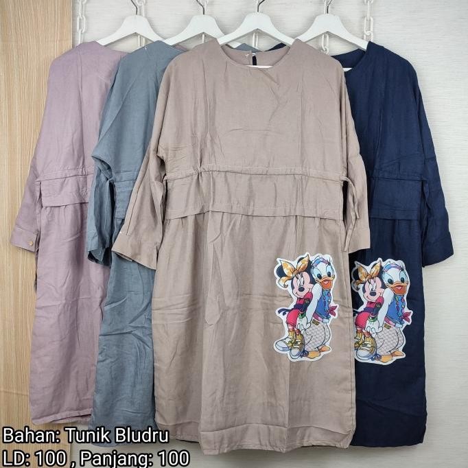 

Sale! Atasan tunik bludru motif MINNIE DAISY