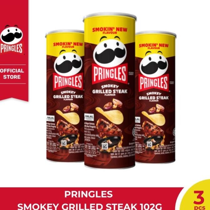 

NEW PRODUK [BUNDLE 3PCS] PRINGLES SMOKED GRILLED STEAK 102 GR !!!!!