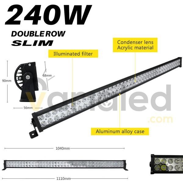 Slim Led Bar 240W 42 Inch 100 Cm Double Row 12V 24V Lampu Sorot Spotlight Tembak Offroad Worklight