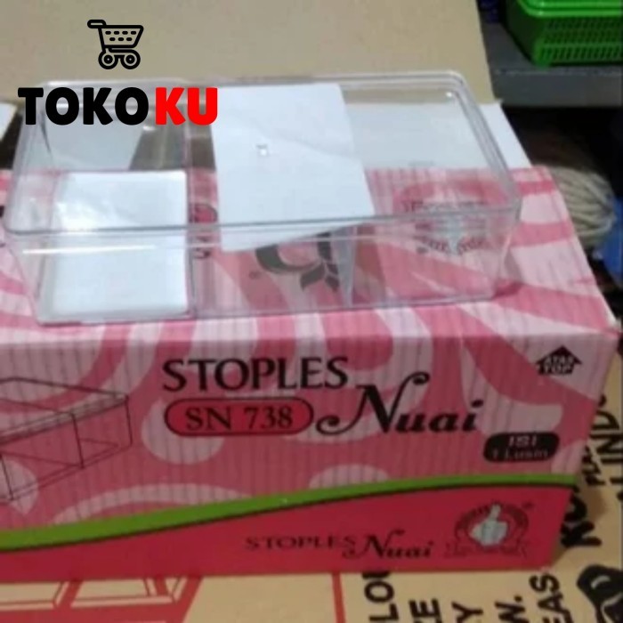 Terbaru Toples Nuai Persegi Panjang Sekat 3 Nuai Sn 738 (500Gr)