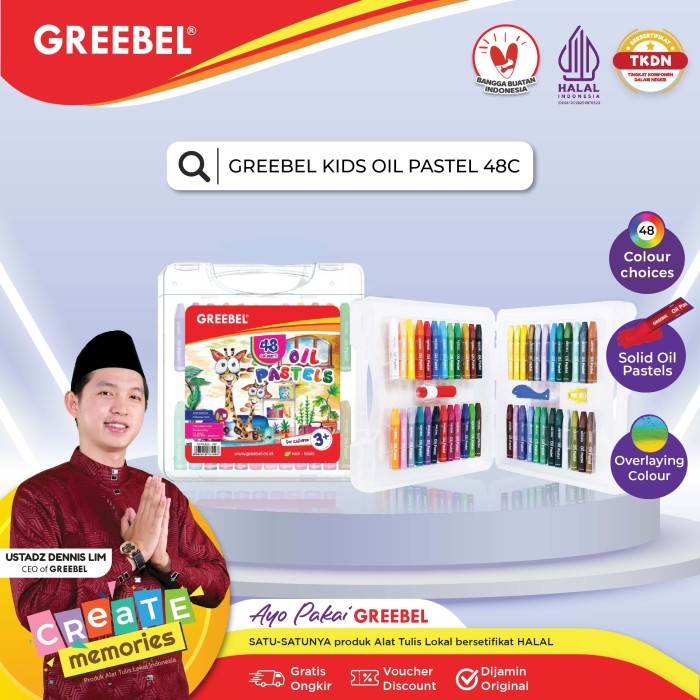 

GREEBEL Crayon Krayon KIDS OIL PASTEL 48 Warna (KOP 48C) / Crayon Greebel / Krayon 48 Warna / Non