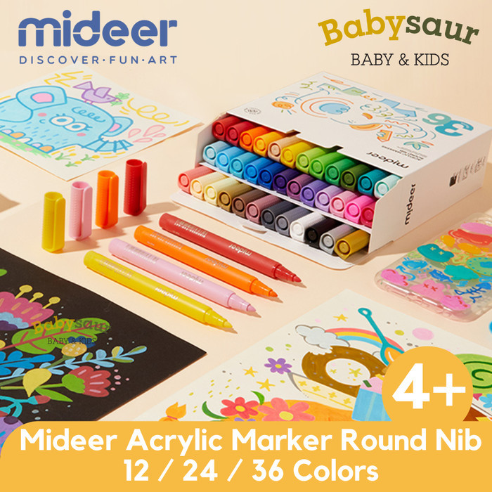 

Mideer Acrylic Marker Round Nib Spidol Warna Alat Sekolah Anak 4+