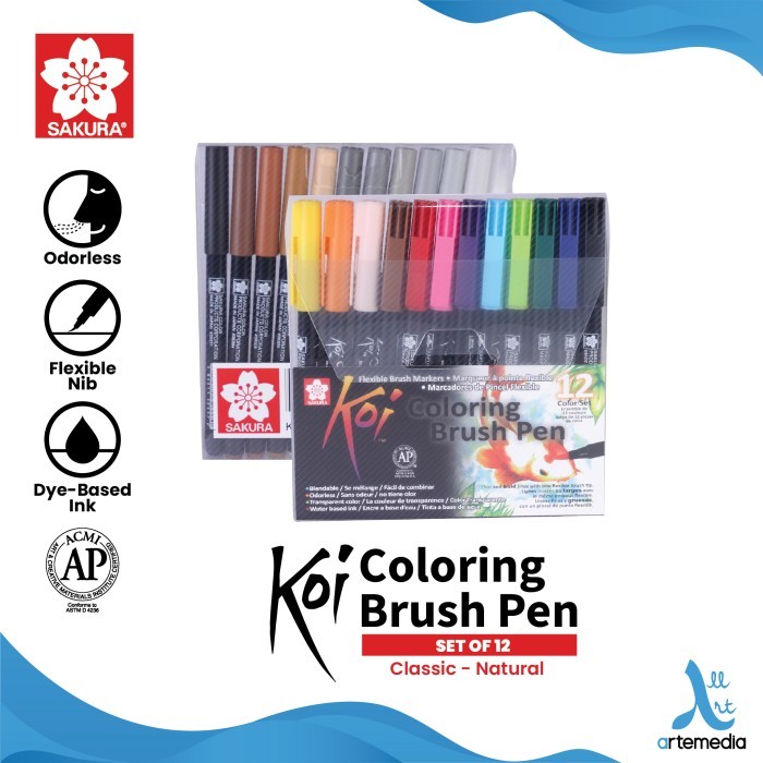 

Brush Pen Sakura Koi Coloring Brush Pen Set 12 Pena Kuas Warna