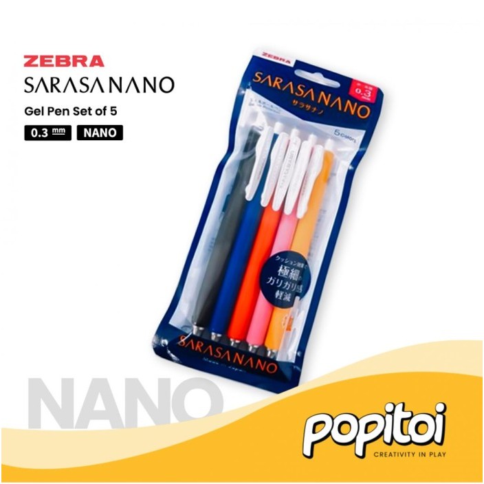 

Zebra Sarasa NANO 0.3 mm Gel Pen SET of 5 Pulpen Warna