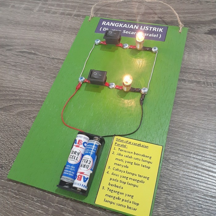 Rangkaian listrik PARALEL 2 lampu dan 2 saklar untuk tugas IPA SD SMP BERGARANSI Kode 1269