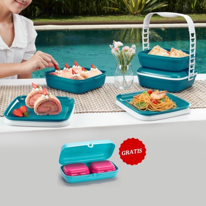Tupperware picnic set trio rantang susun with free