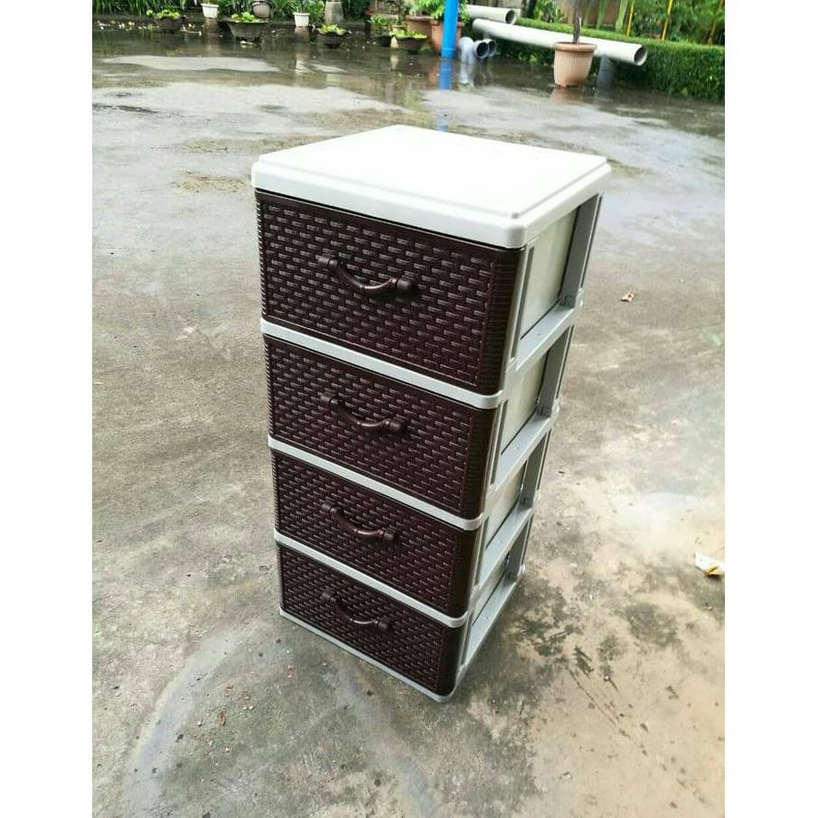 laci plastik akako rotan susun 4 /lemari plastik akako laci susun 4