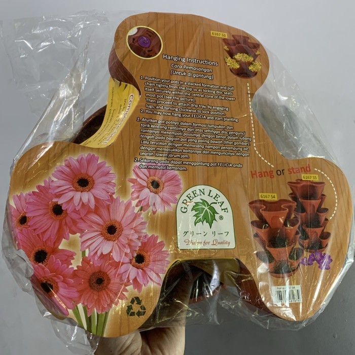 Pot Tanaman gantung Susun 5 Tatakan Bawah bunga tingkat vertikal s5