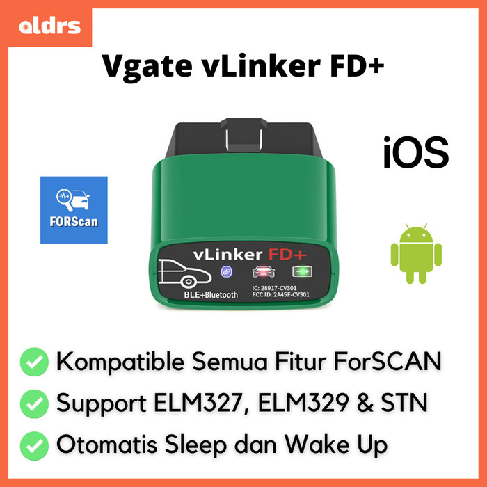 Scanner Mobil Vgate Vlinker Fd+ Ble (Bt 4.0) - Forscan - Ford & Mazda - Obd2 Obdii Obd