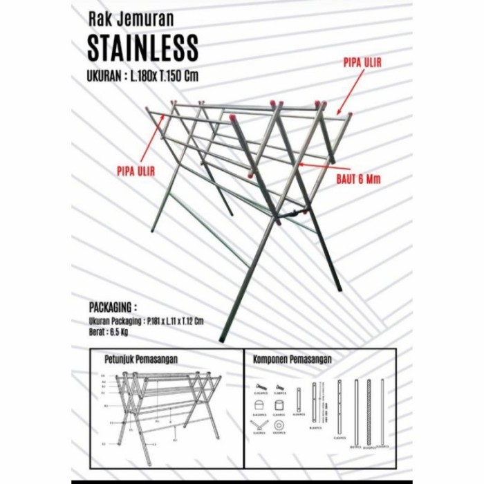 #Siap Dipesan Jemuran Baju Pakaian Stainless Steel + Jemuran Handuk Original