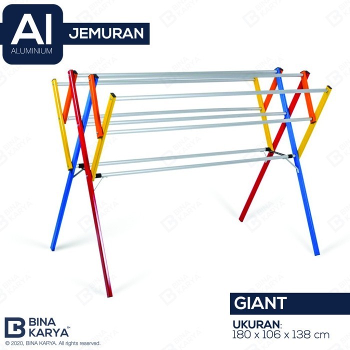 Jemuran Tinggi 3 Susun Aluminium Besi Tebal