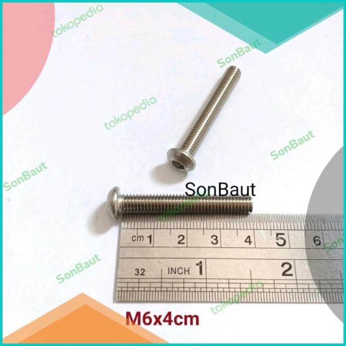 Baut L 10 4cm payung M6x40 stainless stainlis Anti karat 304 6x40 07D3