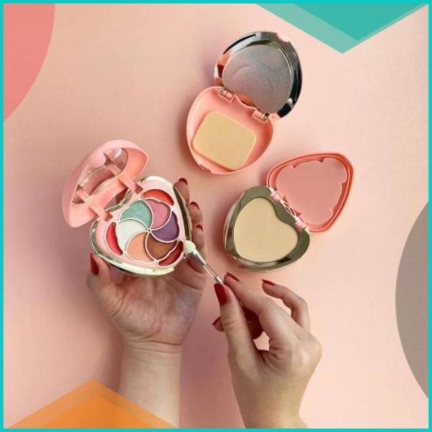 BENTUK HATI - BEDAK IMPLORA SET COMPLETE EYESHADOW LIPSTICK SUDAH BPOM