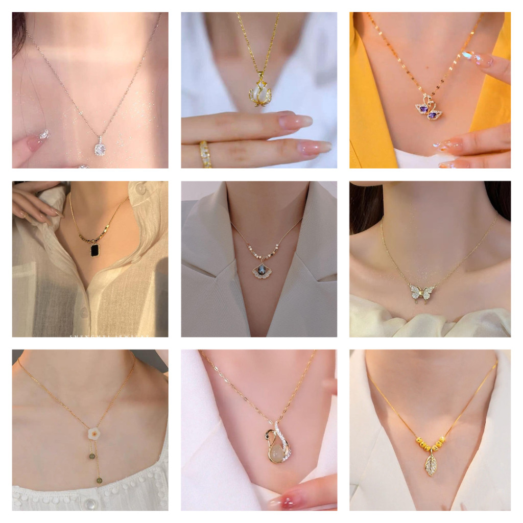 KALUNG KOREA SIMPLE STEEL NEEDLE model korea simple elegant steel titanium gold necklace glam