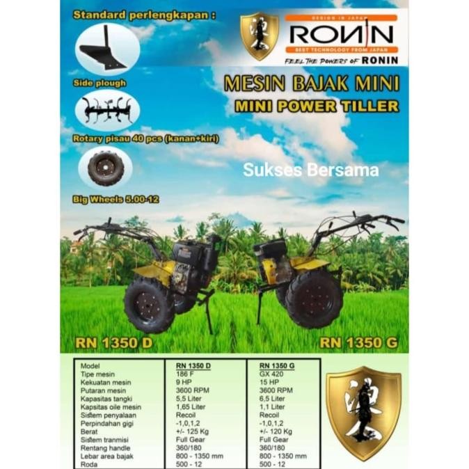 MINI POWER TILLER /CULTIVATOR / MESIN BAJAK MINI RONIN RN1350G RN1350D ORIGINAL DAN TERPERCAYA