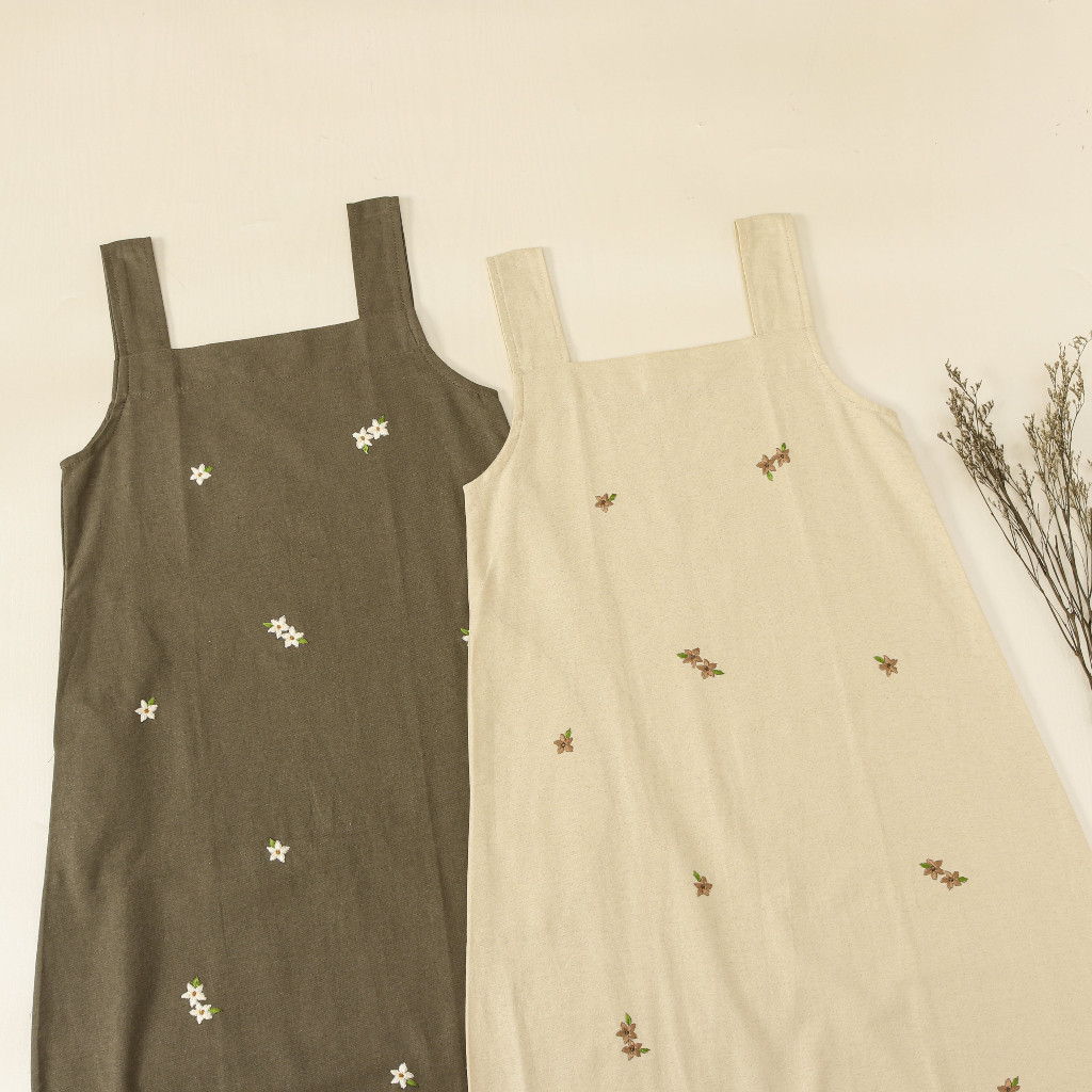 PROMO RAMADHAN Hande Ghania Overall Set Kaos Knit Gamis Muslim Anak Remaja Tanggung Bahan Linen