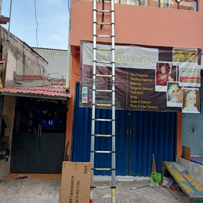 Tangga Lipat Aluminium Teleskopik 5 Meter Double 2.5 +2.5 Meter