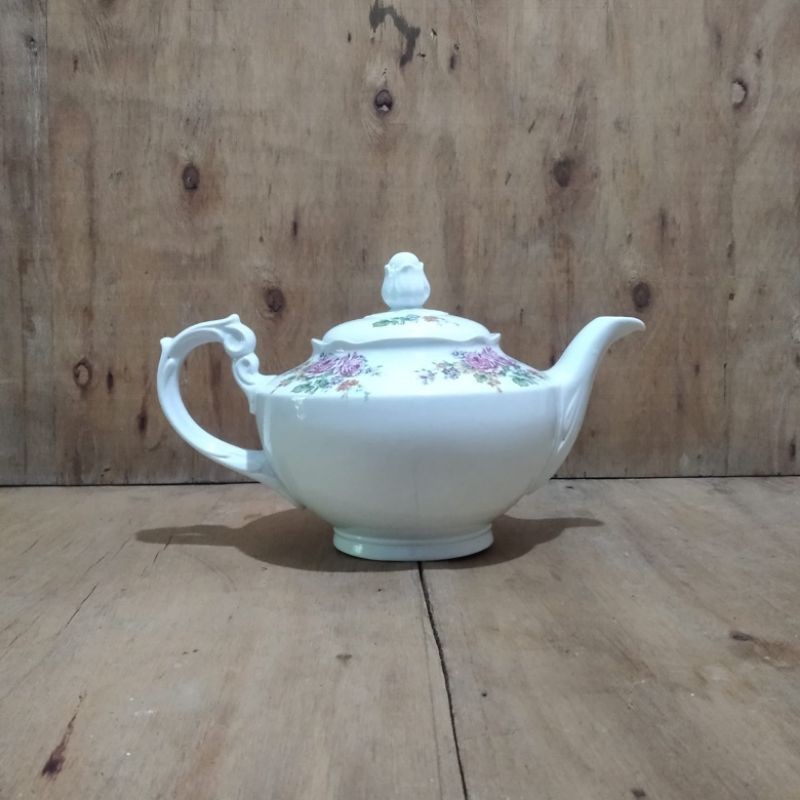 Teko keramik motif kembang vintage jadul antik lawas kuno