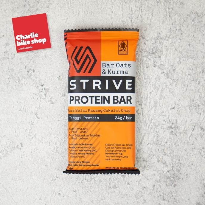 

Baru Strive Protein Bar Oats & Kurma 24G Bpom Halal - Rasa Selai Kacang