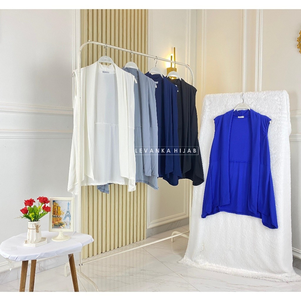 Ramadhan Outer Pendek / Kardigan wanita bahan jersey korea / model outer tanpa lengan - CCa