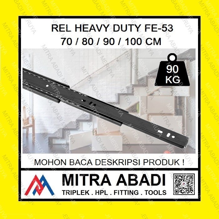 Rel Laci Heavy Duty FE53 70 80 90 100 cm Bawah Tangga Ranjang Tatami Beban Berat Double Track Dobel