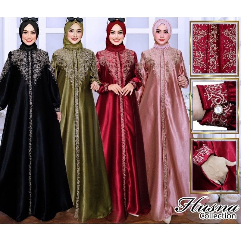 2.2 Gamis kristal original bordir - Gamis wanita muslimah - Gamis bordir - Semi sutra - Gamis silk