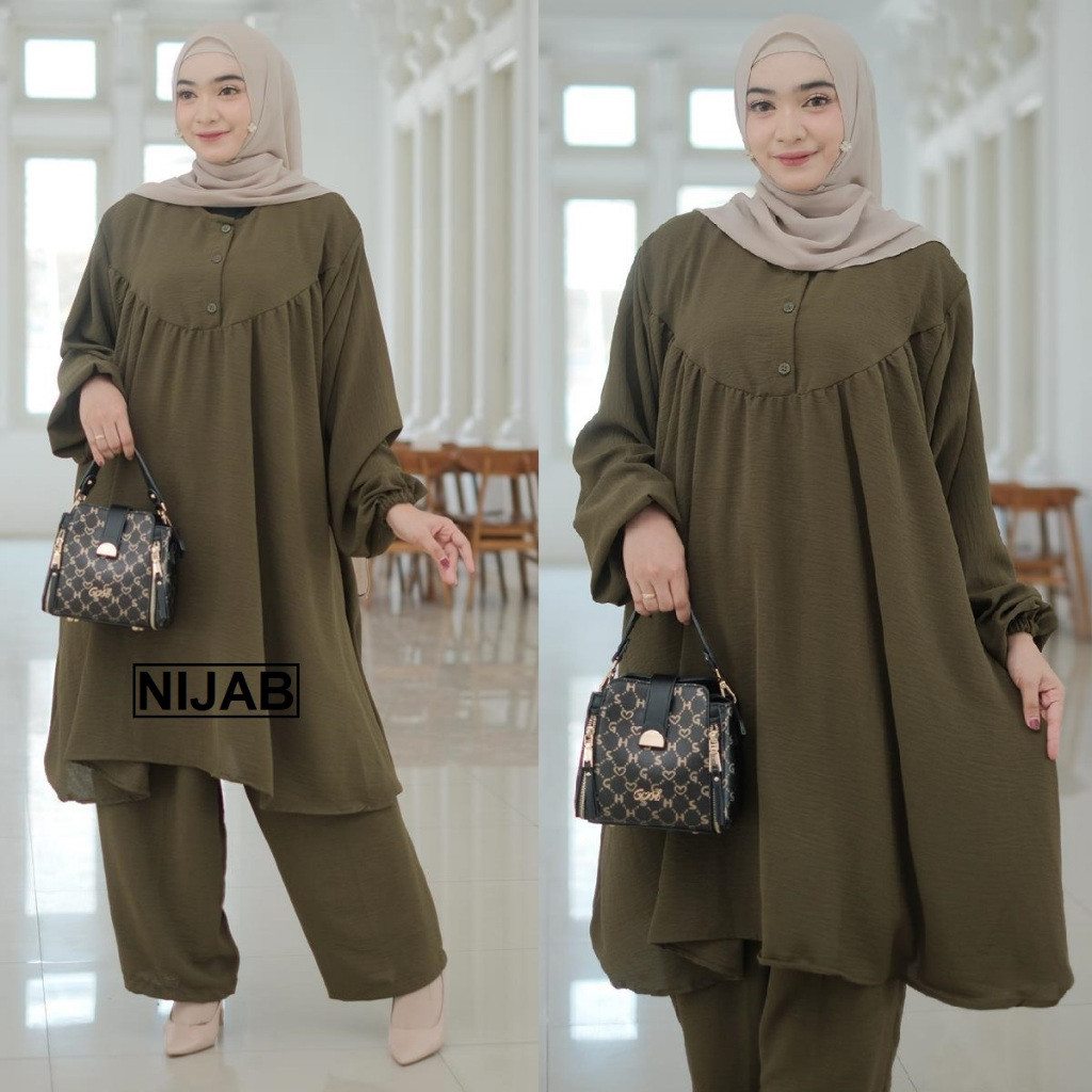 Disc One Set Crinkle Jumbo Ld 130 Busui / Kagani Setelan Baju Hamil Adem Halus Xxxl-Xxxxl / Bahan