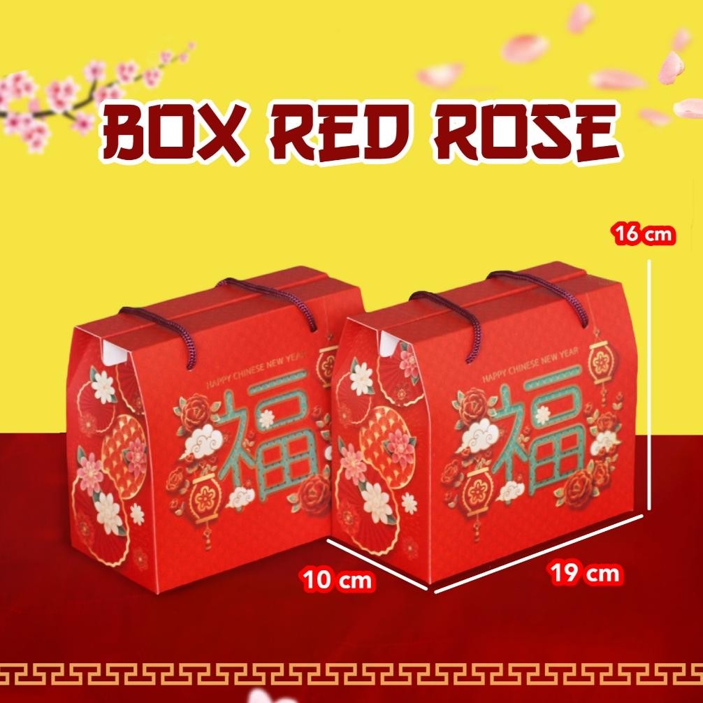 

BR - 10 Pcs Gable Box Imlek 2 Jar uk 19x10x13 cm - Red Rose TERLARIS