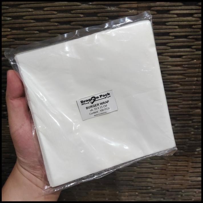 

GRATIS ONGKIR BURGER WRAP 15X15CM / KERTAS BUNGKUS LAMINASI 15 X 15 CM - 100PCS !!!!!