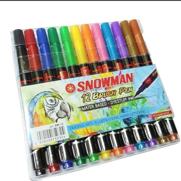 

TERBARU spidol snowman brush pen 12 warna Bm12 PROMO!