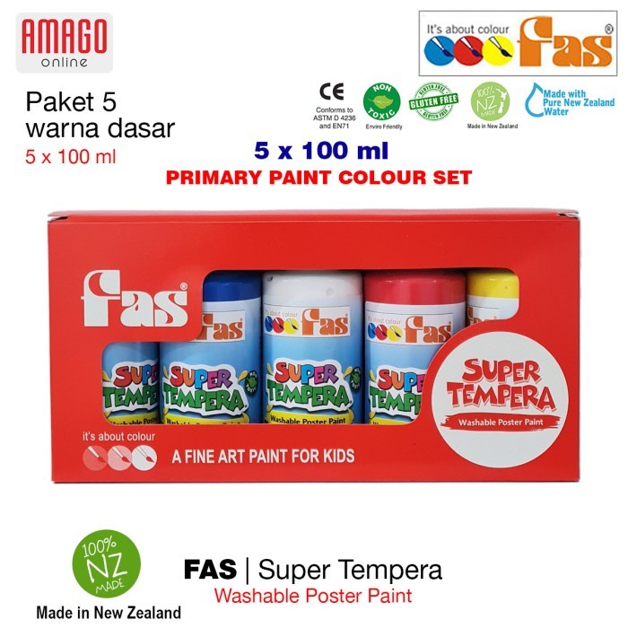 

Cuci Gudang..!! Paket 5 Warna - Fas - Super Tempera - Primary Colour Set - 5 X 100 Ml