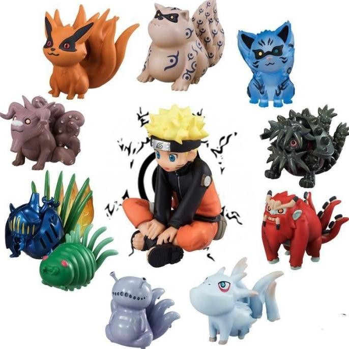 FIGUR SET Action Figure Naruto Bijuu Set of 11 PCS Pajangan Topper Kue