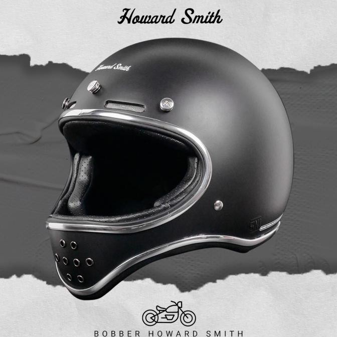 Howard Smith Bobber Retro Helm Full Face - Black Doff