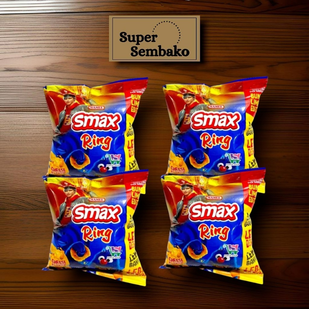 

SNACK MAKANAN RINGAN SMAX RING CHESEE RASA KEJU 20gr RENCENG ISI 10 BUNGKUS