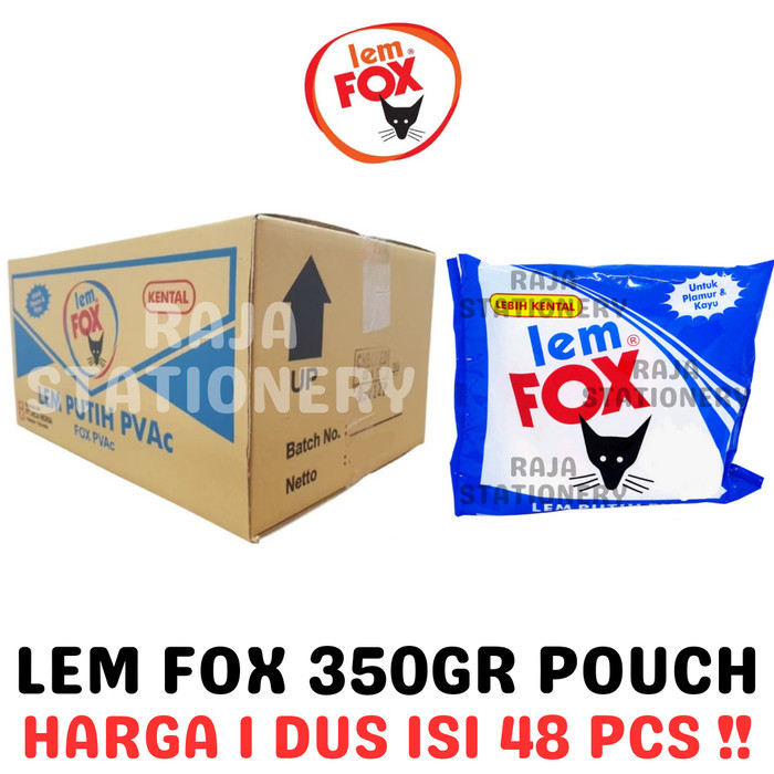 

Lem Fox Putih 350Gr Pouch Kantong Pvac Kayu Kertas Plamur Tembok White Glue Dus Karton [48Pcs]