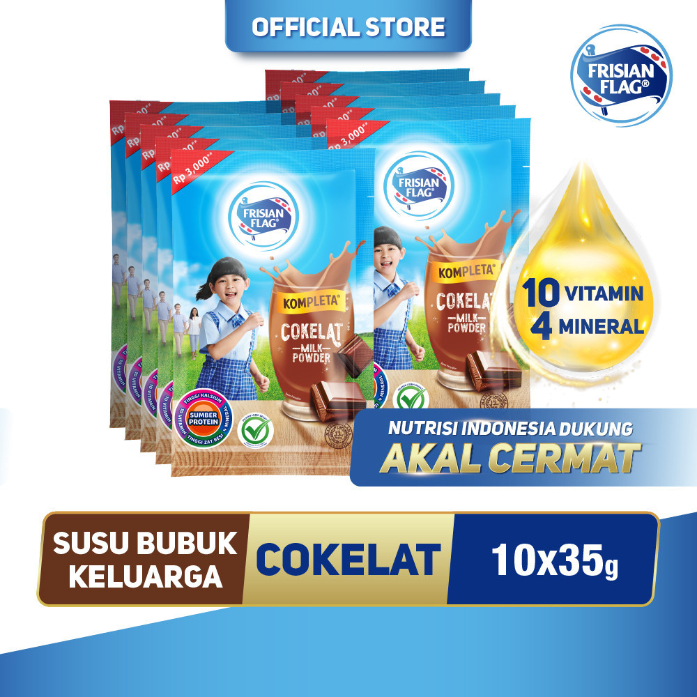 

Frisian Flag Susu Bubuk Keluarga Kompleta Cokelat Sachet 35g - 10 pcs