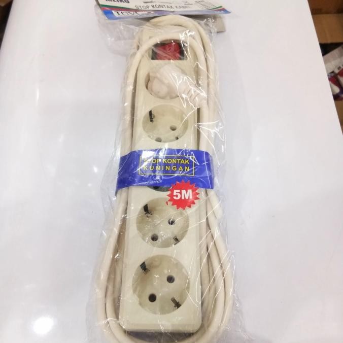 BEST SELLER STOP KONTAK KUNINGAN + KABEL 5METER 5LUBANG